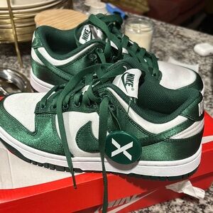 Nike Women’s Satin Green Low Dunks